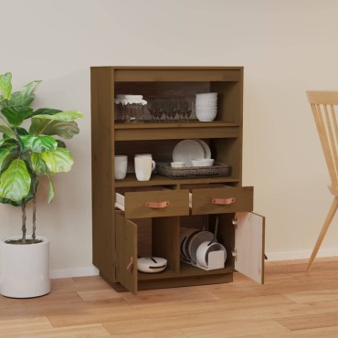 vidaXL Ντουλάπι Ψηλό Καφέ Μέλι 67x40x108,5cm από Μασίφ Ξύλο Πεύκου 1 τεμ.