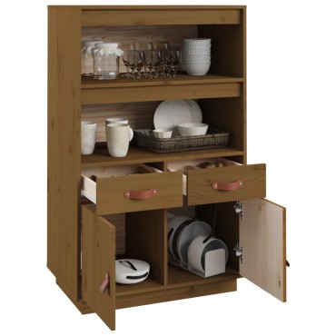 vidaXL Ντουλάπι Ψηλό Καφέ Μέλι 67x40x108,5cm από Μασίφ Ξύλο Πεύκου 1 τεμ.