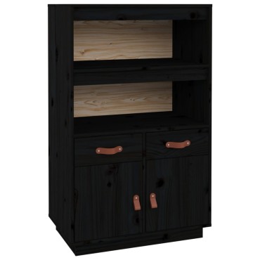 vidaXL Ντουλάπι Ψηλό Μαύρο 67x40x108,5cm από Μασίφ Ξύλο Πεύκου 1 τεμ.