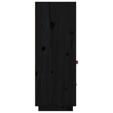 vidaXL Ντουλάπι Ψηλό Μαύρο 67x40x108,5cm από Μασίφ Ξύλο Πεύκου 1 τεμ.