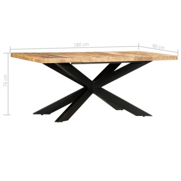 vidaXL Τραπεζαρία 180x90x76cm από Μασίφ Ακατέργαστο Ξύλο Μάνγκο 1 τεμ.
