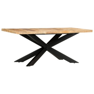 vidaXL Τραπεζαρία 180x90x76cm από Μασίφ Ακατέργαστο Ξύλο Μάνγκο 1 τεμ.