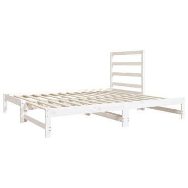 vidaXL Καναπές Κρεβάτι Συρόμενος Λευκός 2x(90x190)cm από Μασίφ Πεύκο 1 τεμ. - Μονό
