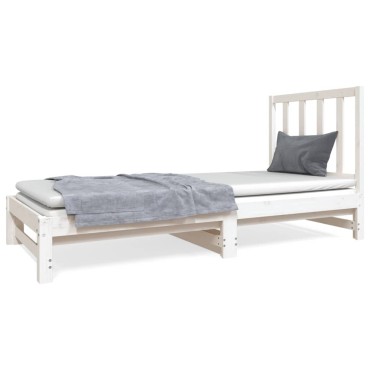 vidaXL Καναπές Κρεβάτι Συρόμενος Λευκός 2x(90x190) εκ. από Μασίφ Πεύκο