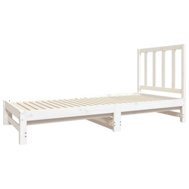 vidaXL Καναπές Κρεβάτι Συρόμενος Λευκός 2x(90x190) εκ. από Μασίφ Πεύκο