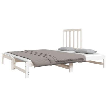 vidaXL Καναπές Κρεβάτι Συρόμενος Λευκός 2x(90x190) εκ. από Μασίφ Πεύκο