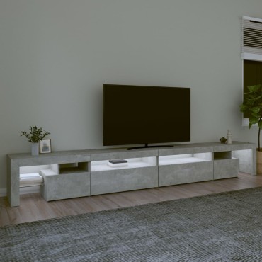 vidaXL Έπιπλο Τηλεόρασης με LED Γκρι Σκυροδέματος 290x36,5x40cm
