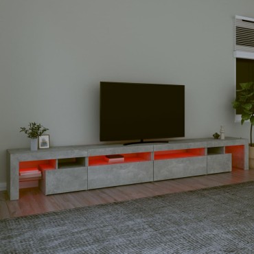 vidaXL Έπιπλο Τηλεόρασης με LED Γκρι Σκυροδέματος 290x36,5x40cm