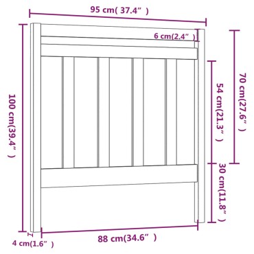 vidaXL Κεφαλάρι Κρεβατιού Γκρι 95x4x100cm από Μασίφ Ξύλο Πεύκου 1 τεμ.