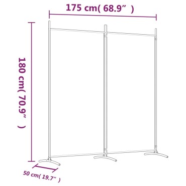 vidaXL Διαχωριστικό Δωματίου με 2 Πάνελ Λευκό 175x180cm από Ύφασμα 1 τεμ.