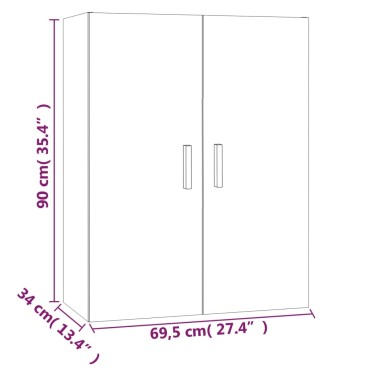 vidaXL Κρεμαστό Ντουλάπι Τοίχου Sonoma Δρυς 69,5x34x90cm Επεξ. Ξύλο 1 τεμ.