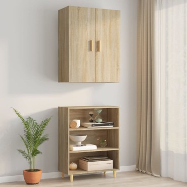 vidaXL Κρεμαστό Ντουλάπι Τοίχου Sonoma Δρυς 69,5x34x90cm Επεξ. Ξύλο 1 τεμ.