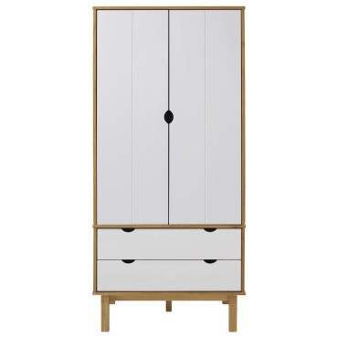 vidaXL Ντουλάπα OTTA Καφέ/Λευκό 76,5x53x172cm Μασίφ Ξύλο Πεύκου 1 τεμ.