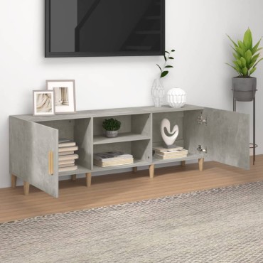vidaXL Έπιπλο Τηλεόρασης Γκρι Σκυροδέματος 150x30x50cm Επεξ. Ξύλο