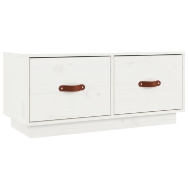 vidaXL Έπιπλο Τηλεόρασης Λευκό 80x34x35cm από Μασίφ Ξύλο Πεύκου