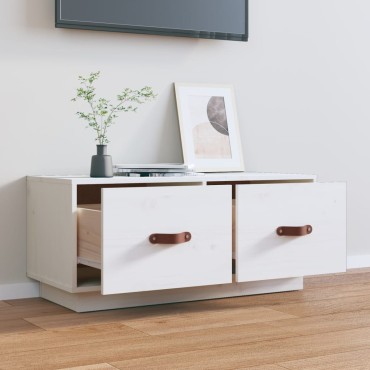 vidaXL Έπιπλο Τηλεόρασης Λευκό 80x34x35cm από Μασίφ Ξύλο Πεύκου