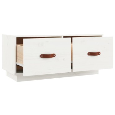 vidaXL Έπιπλο Τηλεόρασης Λευκό 80x34x35cm από Μασίφ Ξύλο Πεύκου