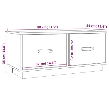 vidaXL Έπιπλο Τηλεόρασης Λευκό 80x34x35cm από Μασίφ Ξύλο Πεύκου
