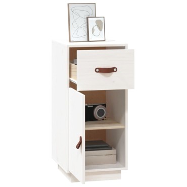 vidaXL Μπουφές Λευκό 34x40x75cm από Μασίφ Ξύλο Πεύκου 1 τεμ.