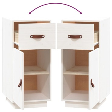 vidaXL Μπουφές Λευκό 34x40x75cm από Μασίφ Ξύλο Πεύκου 1 τεμ.