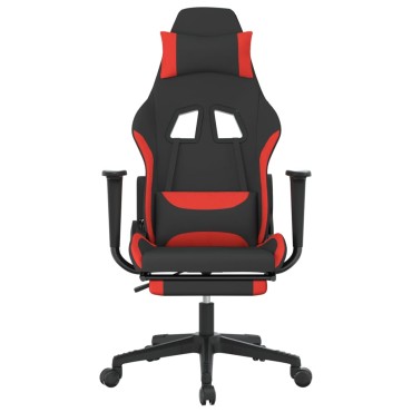 vidaXL Καρέκλα Gaming Μαύρη/κόκκινο Ύφασμα με Υποπόδιο 64x60x(117-127)cm 1 τεμ.