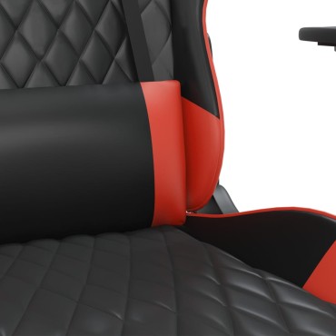 vidaXL Καρέκλα Gaming Μασάζ Υποπόδιο Μαύρο/Κόκκινο από Συνθετικό Δέρμα 64x60x(117-127)cm 1 τεμ.