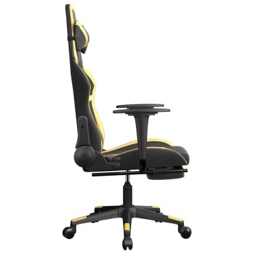 vidaXL Καρέκλα Gaming Μασάζ Υποπόδιο Μαύρος χρυσός από Συνθετικό Δέρμα 67x64x(116-127)cm 1 τεμ.