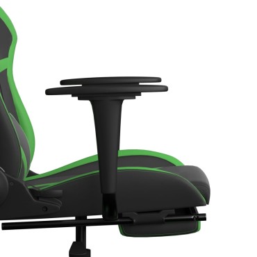 vidaXL Καρέκλα Gaming Μασάζ Υποπόδιο Μαύρο/Πράσινο από Συνθετικό Δέρμα 67x64x(116-127)cm 1 τεμ.
