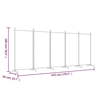 vidaXL Διαχωριστικό Δωματίου με 5 Πάνελ Μαύρο 433x180cm από Ύφασμα 1 τεμ.