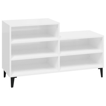vidaXL Παπουτσοθήκη Γυαλιστερό Λευκό 102x36x60cm Επεξεργασμένο Ξύλο