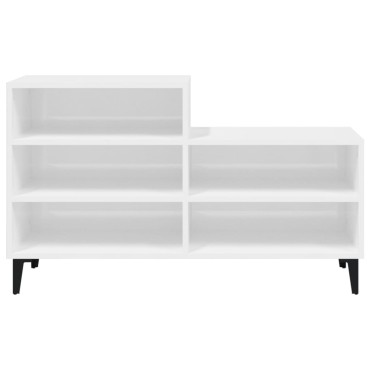 vidaXL Παπουτσοθήκη Γυαλιστερό Λευκό 102x36x60cm Επεξεργασμένο Ξύλο