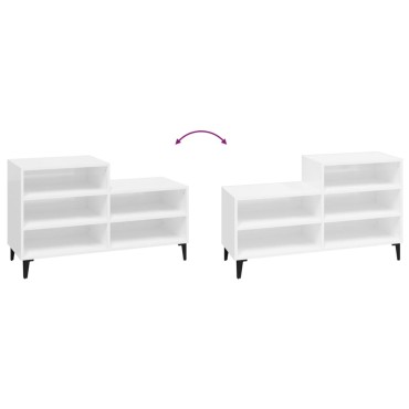 vidaXL Παπουτσοθήκη Γυαλιστερό Λευκό 102x36x60cm Επεξεργασμένο Ξύλο