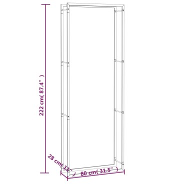 vidaXL Ραφιέρα Καυσόξυλων Ματ Μαύρο 80 x 28 x 222 εκ. Ατσάλι