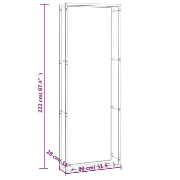 vidaXL Ραφιέρα Καυσόξυλων Ματ Μαύρο 80 x 28 x 222 εκ. Ατσάλι