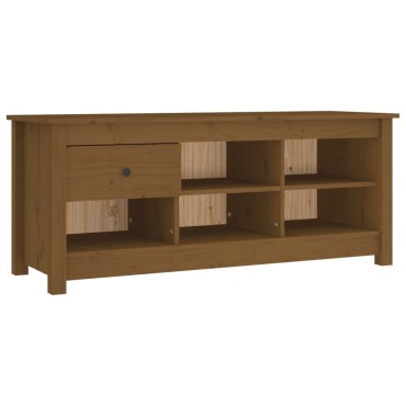 vidaXL Παπουτσοθήκη Μελί 110x38x45,5cm από Μασίφ Ξύλο Πεύκου
