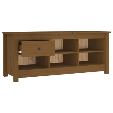 vidaXL Παπουτσοθήκη Μελί 110x38x45,5cm από Μασίφ Ξύλο Πεύκου