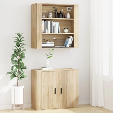 vidaXL Ντουλάπι Τοίχου Sonoma Δρυς 80x33x80cm Επεξεργασμένο Ξύλο 1 τεμ.