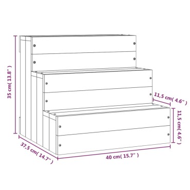 vidaXL Σκάλα Κατοικίδιου Γκρι 40 x 37,5 x 35 εκ. από Μασίφ Ξύλο Πεύκου