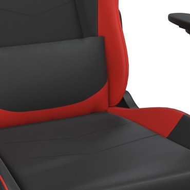vidaXL Καρέκλα Gaming Μασάζ Υποπόδιο Μαύρο/Κόκκινο από Συνθετικό Δέρμα 66x56x(120,5-131)cm 1 τεμ.