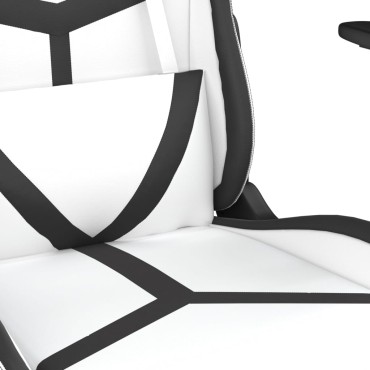 vidaXL Καρέκλα Gaming με Υποπόδιο Λευκό και Μαύρο από Συνθετικό Δέρμα 67x64x(116-127)cm 1 τεμ.