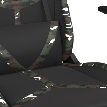 vidaXL Καρέκλα Gaming Μασάζ Υποπόδιο Μαύρο/Παραλλαγή Συνθετικό Δέρμα 67x64x(116-127)cm 1 τεμ.