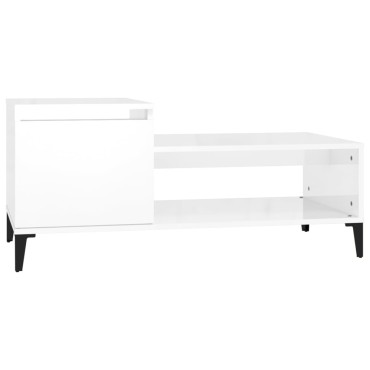 vidaXL Τραπεζάκι Σαλονιού Γυαλ. Λευκό 100x50x45cm Επεξεργ. Ξύλο 1 τεμ.