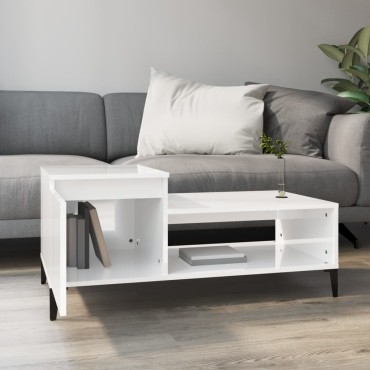 vidaXL Τραπεζάκι Σαλονιού Γυαλ. Λευκό 100x50x45cm Επεξεργ. Ξύλο 1 τεμ.