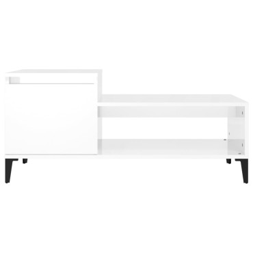 vidaXL Τραπεζάκι Σαλονιού Γυαλ. Λευκό 100x50x45cm Επεξεργ. Ξύλο 1 τεμ.