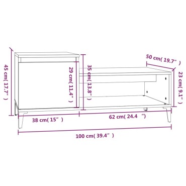 vidaXL Τραπεζάκι Σαλονιού Γυαλ. Λευκό 100x50x45cm Επεξεργ. Ξύλο 1 τεμ.