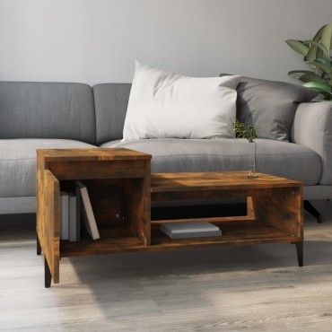 vidaXL Τραπεζάκι Σαλονιού Καπνιστή Δρυς 100x50x45cm Επεξεργασμ. Ξύλο 1 τεμ.