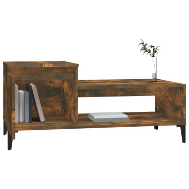 vidaXL Τραπεζάκι Σαλονιού Καπνιστή Δρυς 100x50x45cm Επεξεργασμ. Ξύλο 1 τεμ.