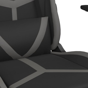vidaXL Καρέκλα Gaming Μασάζ Υποπόδιο Μαύρο&Γκρι από Συνθετικό Δέρμα 67x64x(116-127)cm 1 τεμ.