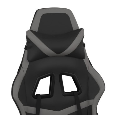 vidaXL Καρέκλα Gaming Μασάζ Υποπόδιο Μαύρο&Γκρι από Συνθετικό Δέρμα 67x64x(116-127)cm 1 τεμ.