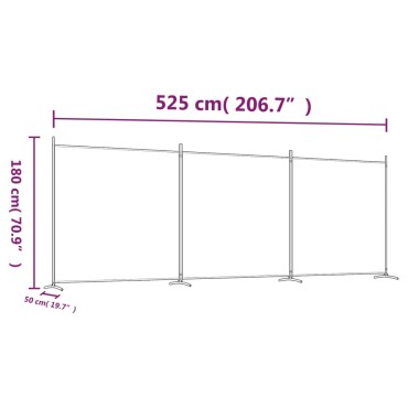 vidaXL Διαχωριστικό Δωματίου με 3 Πάνελ Λευκό 525x180cm από Ύφασμα 1 τεμ.